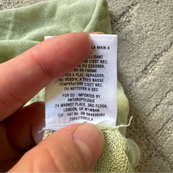 ✨ Anthropologie Moth Sage Green Linen Blend Striped Light Sweater - Picture 5 of 7